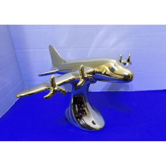 NEW Vintage Style Ceramic Propeller Airplane Statue Figurine  Aviation - Picture 1 of 4